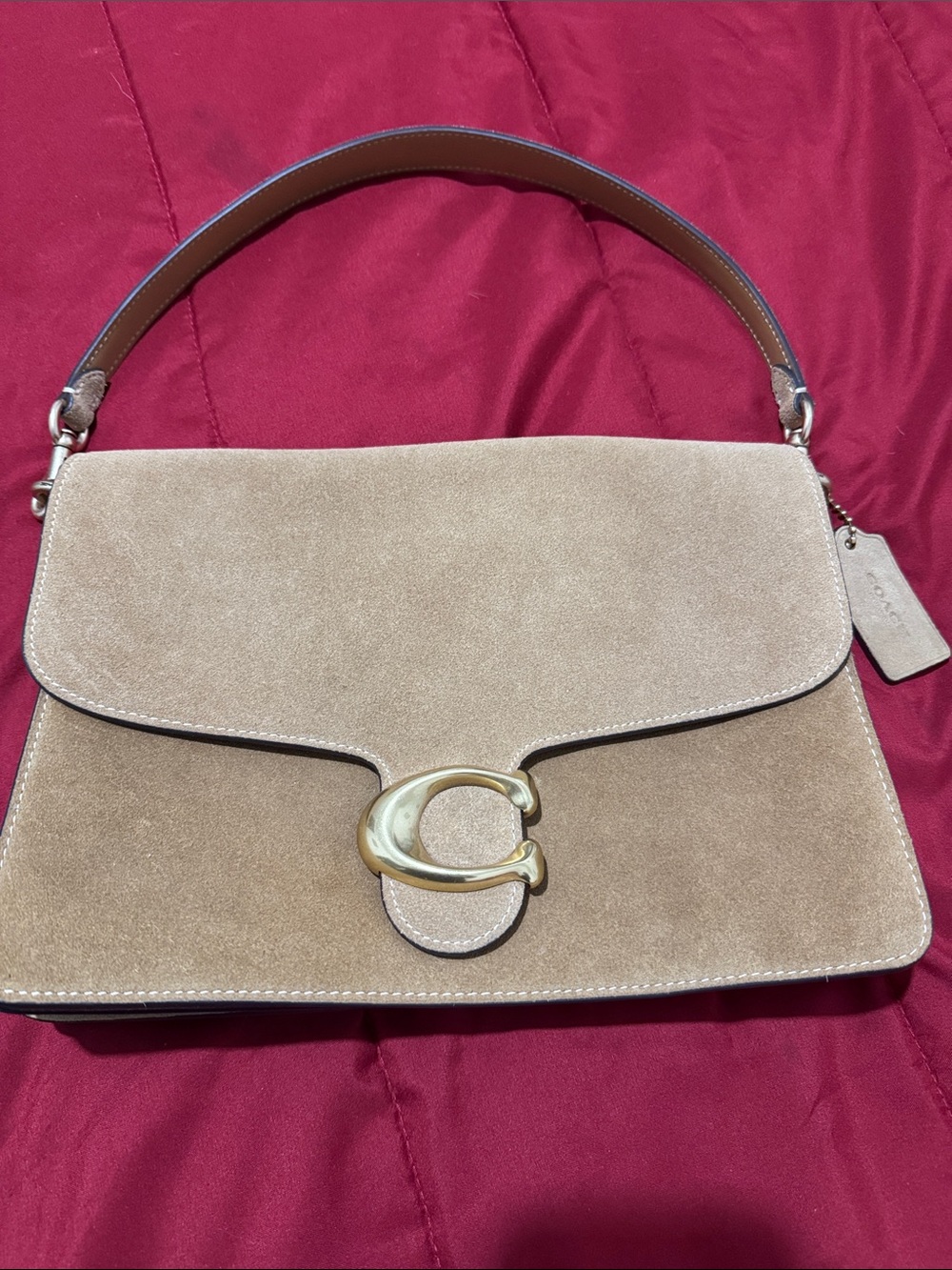 Coach Suede Tabby 30 with signature Gold 'C' Clasp